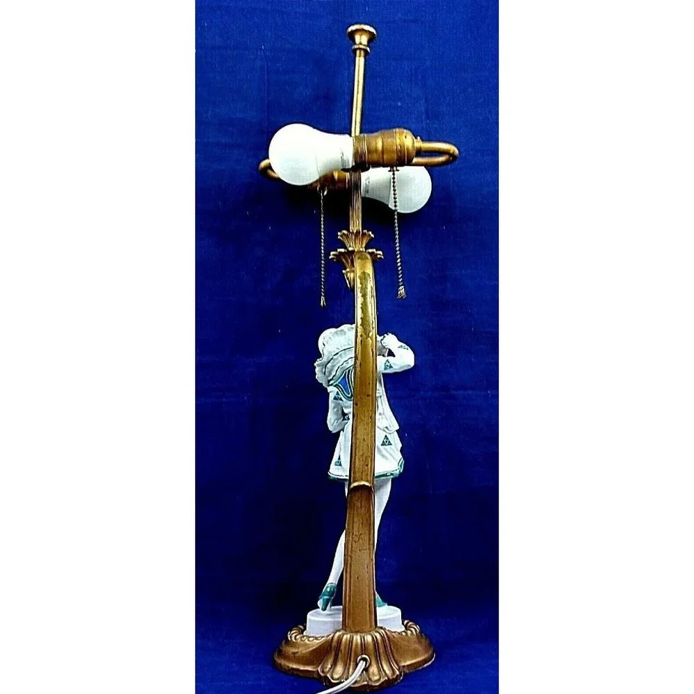 Antique Rosenthal Pierrot Figurine Lamp by C Holzer Defanti Art Deco Porcelain